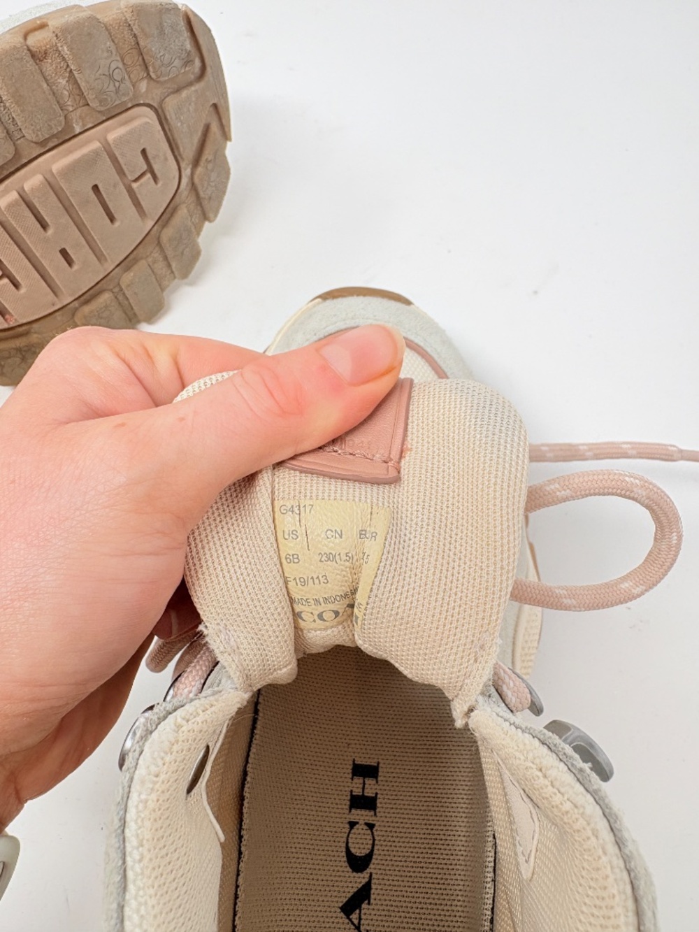 Coach C265 Hiker Sneakers High Cut Hiker Boot Platform Light Grey Pink Size 6 - Picture 13 of 14